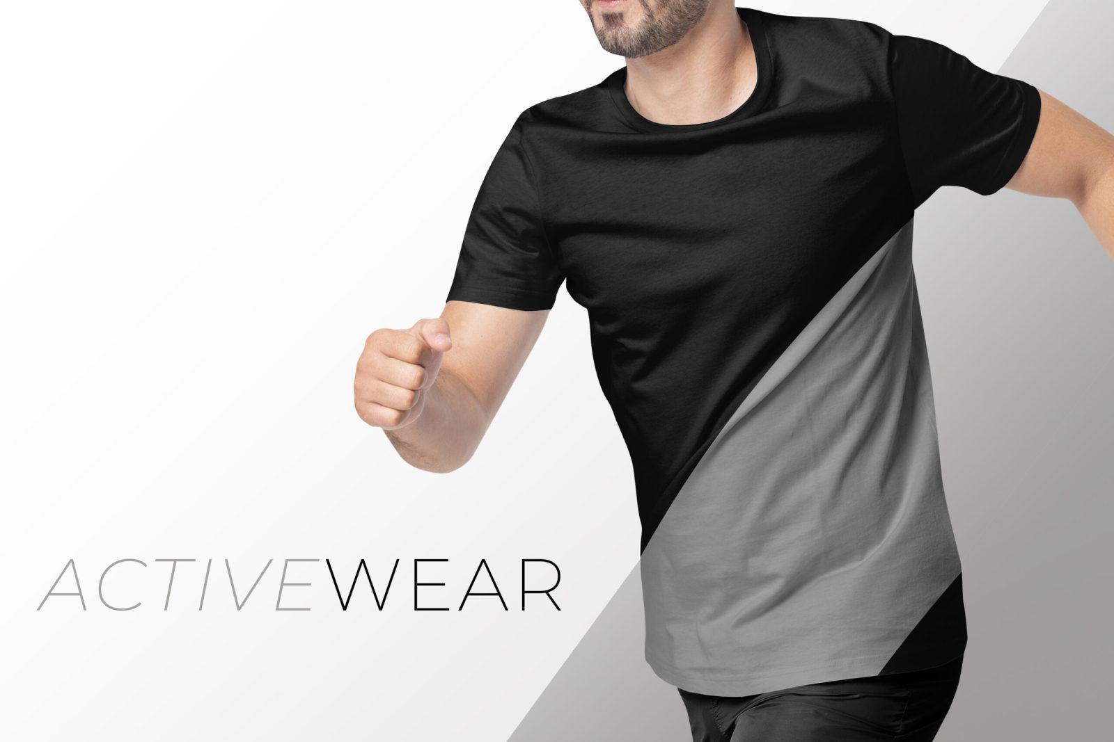 Editable men’s t-shirt psd mockup in black and gray active Active wear scaled